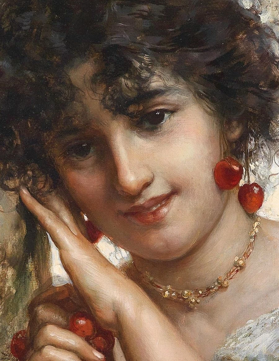Ragaza con ciliegie - dettaglio